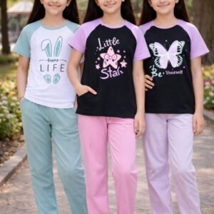 তিন কালারের টি-শার্ট ও  ম্যাসিং লেগিংস এর কম্ব (হাফ হাতা)